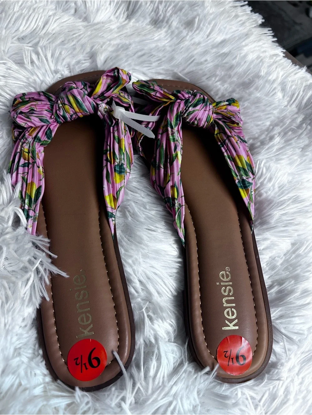 Kenzie Women’s Pink Floral Knot Slide Sandals new Sz 9 1/2